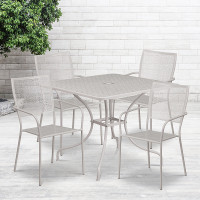 Flash Furniture CO-35SQ-02CHR4-SIL-GG 35.5" Square Table Set with 4 Square Back Chairs in Gray